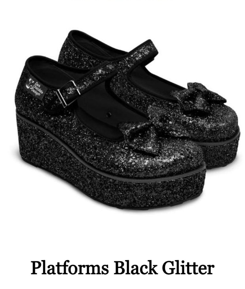 Black Glitter Platform Sko fra Hot Chocolate Design